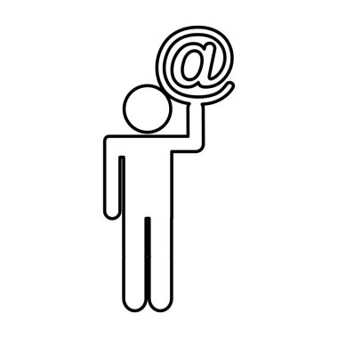 arroba sembolü izole simgesi olan insan figürü