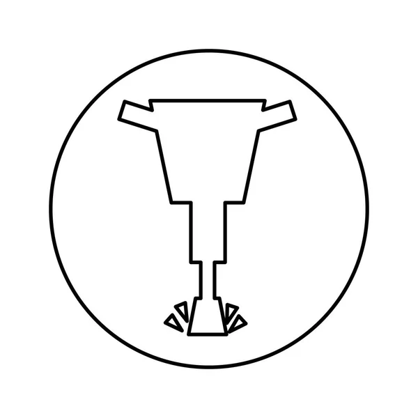 Martillo hidráulico icono aislado — Vector de stock