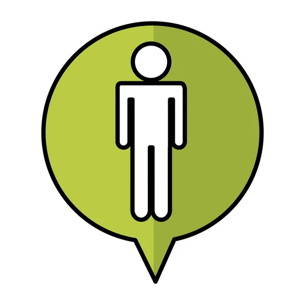 Burbuja de habla con icono de silueta figura humana — Vector de stock