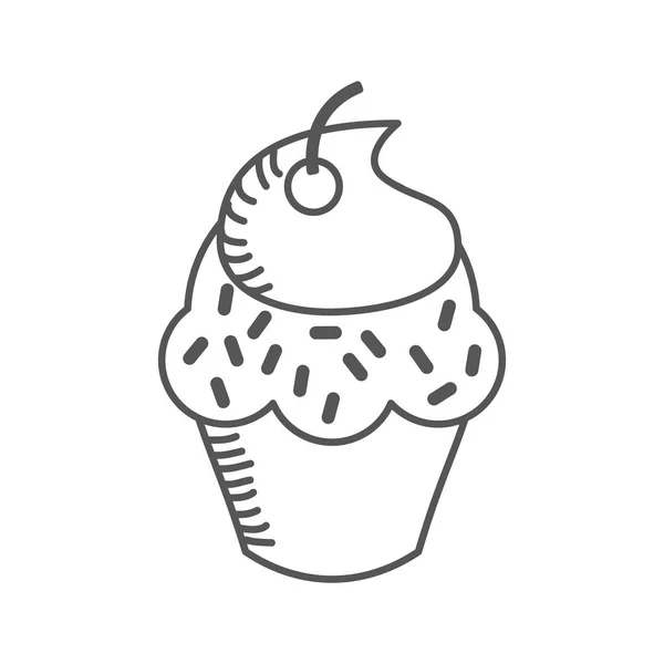 Delicious cupcake isolated icon — Stock Vector