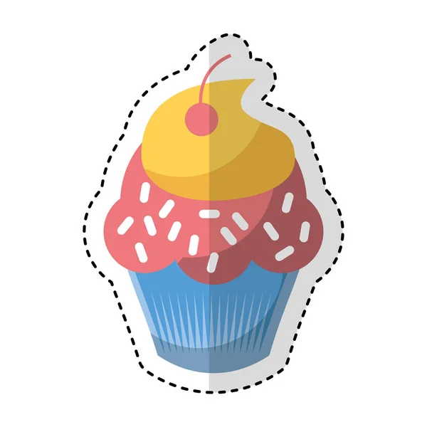 Delicious cupcake isolated icon — Stock Vector