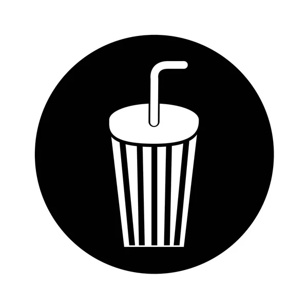 Verre soda avec icône de paille — Image vectorielle