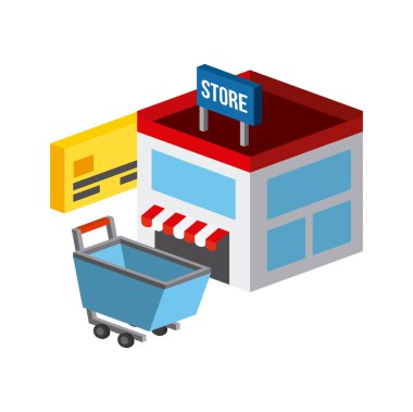 alışveriş izometrik simgeleri tasarım