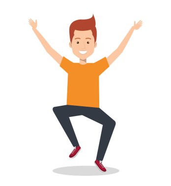 adam bir sıçrama ile kutluyor