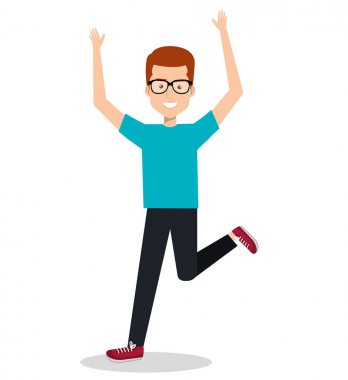 adam bir sıçrama ile kutluyor