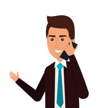 cep telefonu simgesi ile işadamı avatar