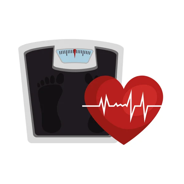 Kalp kardiyo ölçek simgesi olan — Stok Vektör