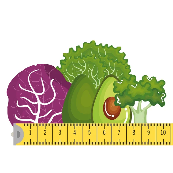 Gemüse mit Maßband — Stockvektor