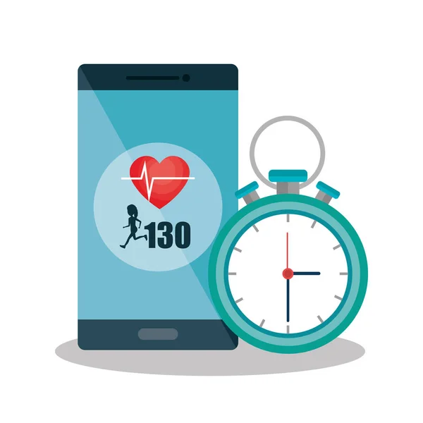 Smartphone con app di cardiologia — Vettoriale Stock