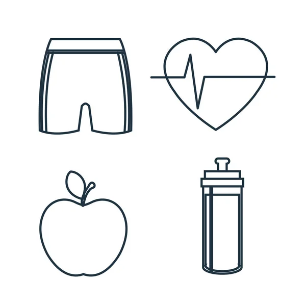 Hälsosam livsstil platt ikoner — Stock vektor