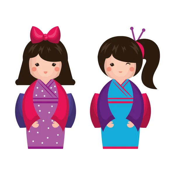 Japanese girl doll icon — Stock Vector