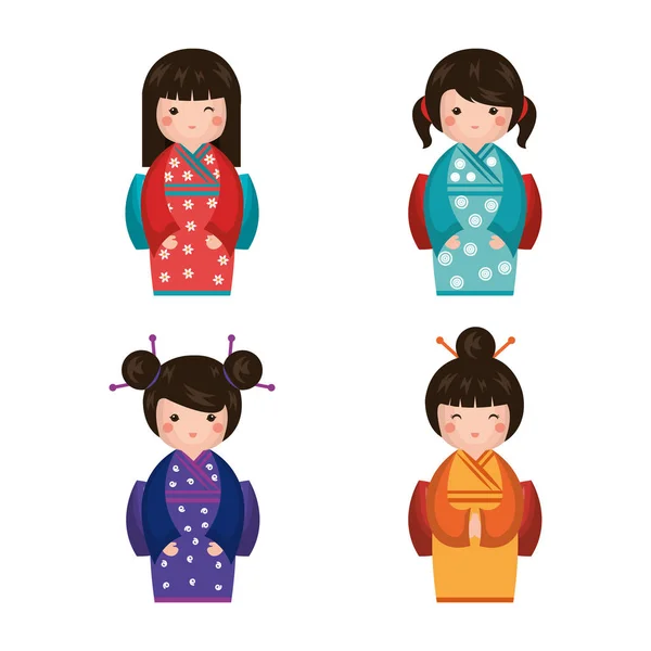 Japanische Mädchen Puppe Symbol — Stockvektor
