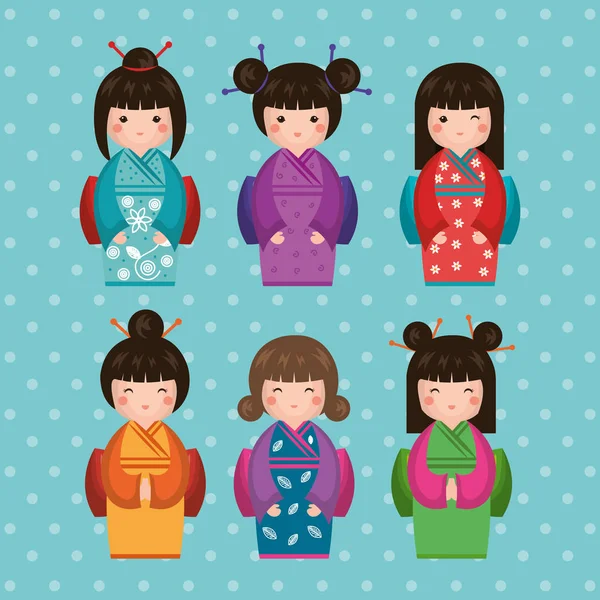 Japon kız bebek simgesi — Stok Vektör