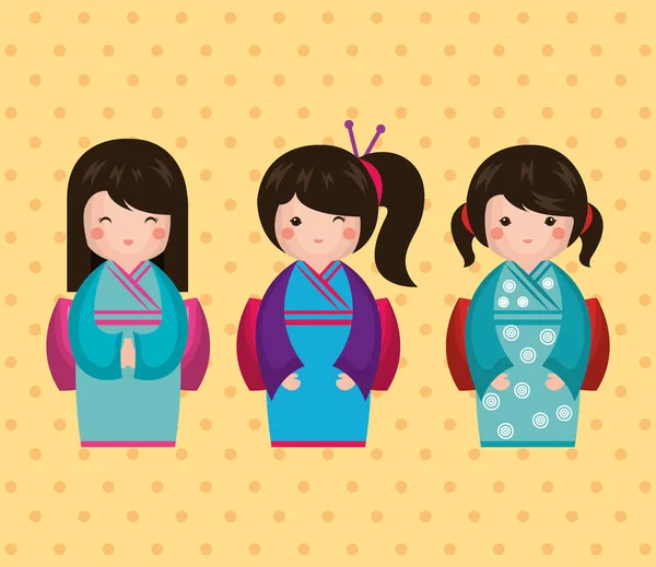 Икона японской куклы — стоковый вектор