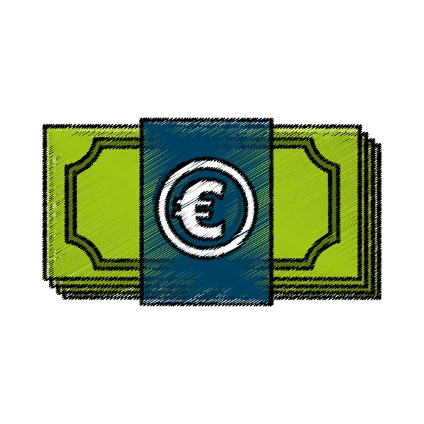 Euro billetes dinero aislado icono — Archivo Imágenes Vectoriales