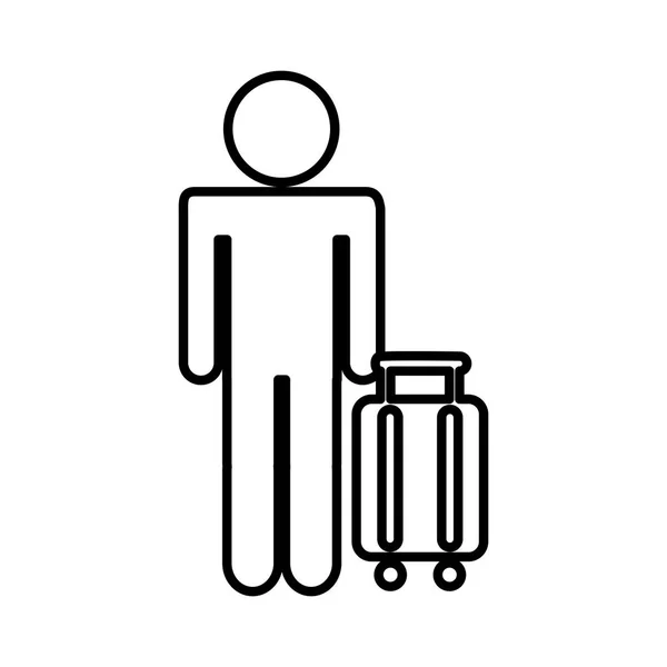 スーツケースを持って観光シルエット — ストックベクタ