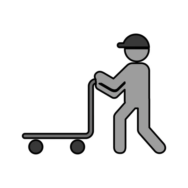 Icono de silueta de trabajador del aeropuerto — Vector de stock