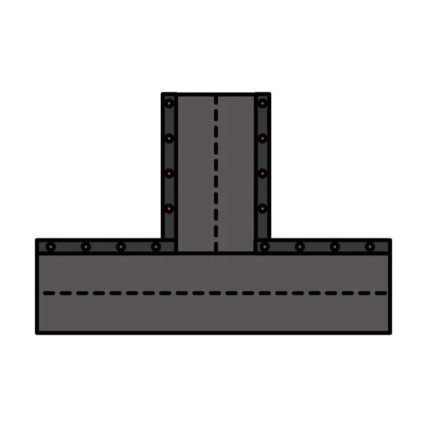 Intersection routière icône isolée — Image vectorielle