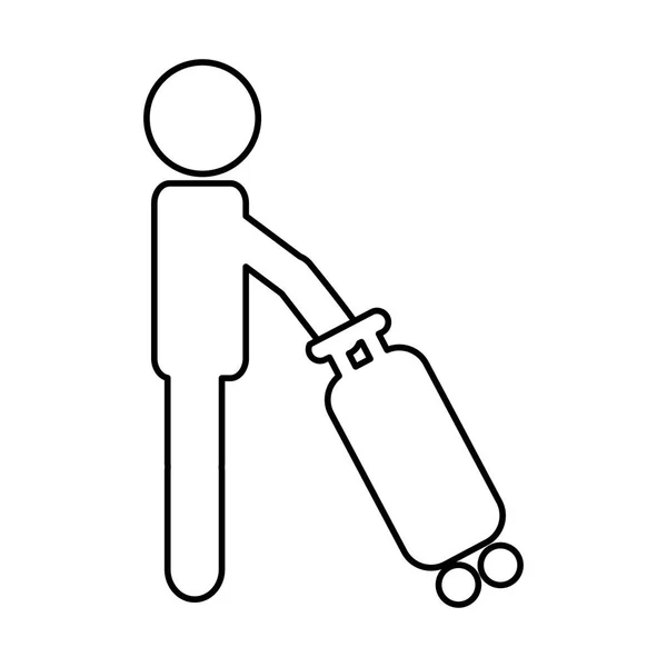Туристичний силует з валізою — стоковий вектор