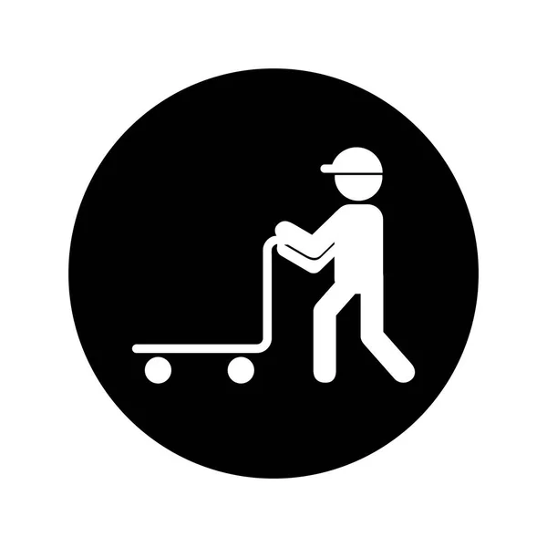 Flygplatssymbolen arbetare siluett — Stock vektor