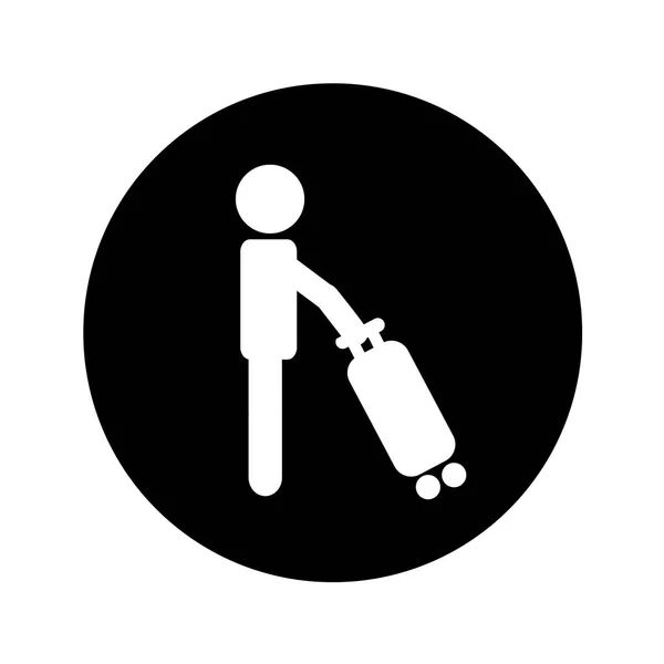 Touristensilhouette mit Koffer — Stockvektor
