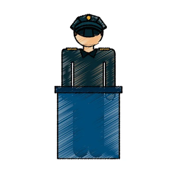 Icona silhouette polizia aeroportuale — Vettoriale Stock