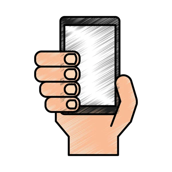 Hands user smartphone icon — Stock Vector
