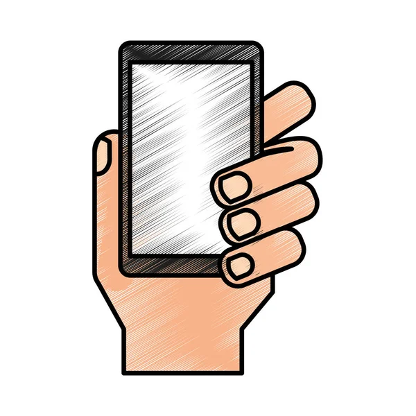 Manos usuario smartphone icono — Vector de stock