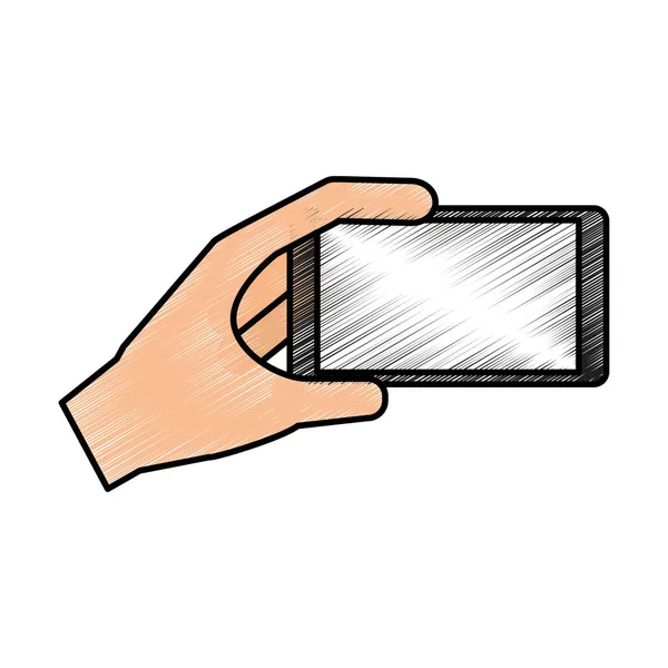 Manos usuario smartphone icono — Vector de stock