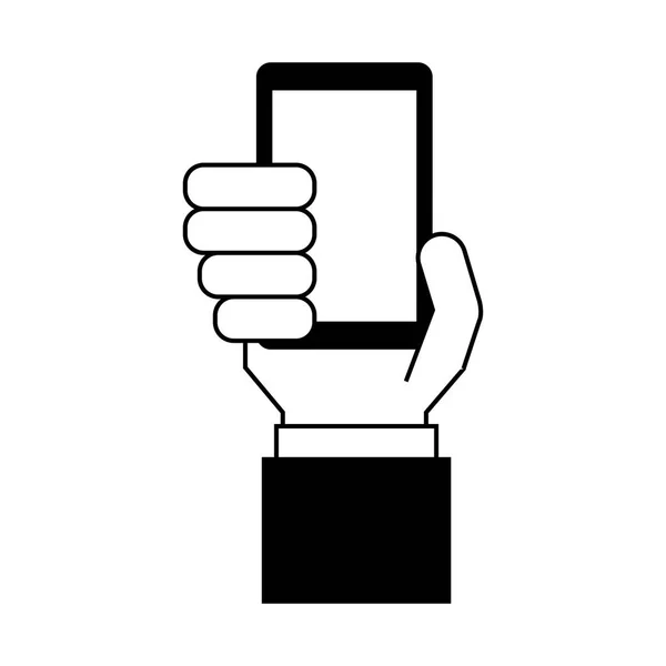 Manos usuario smartphone icono — Vector de stock