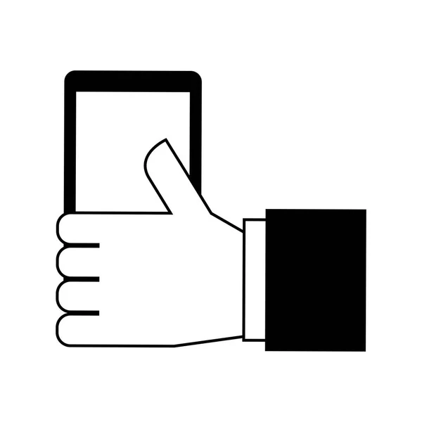 Manos usuario smartphone icono — Vector de stock