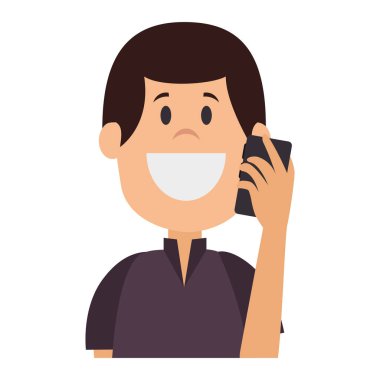 smartphone avatar karakter ile genç adam