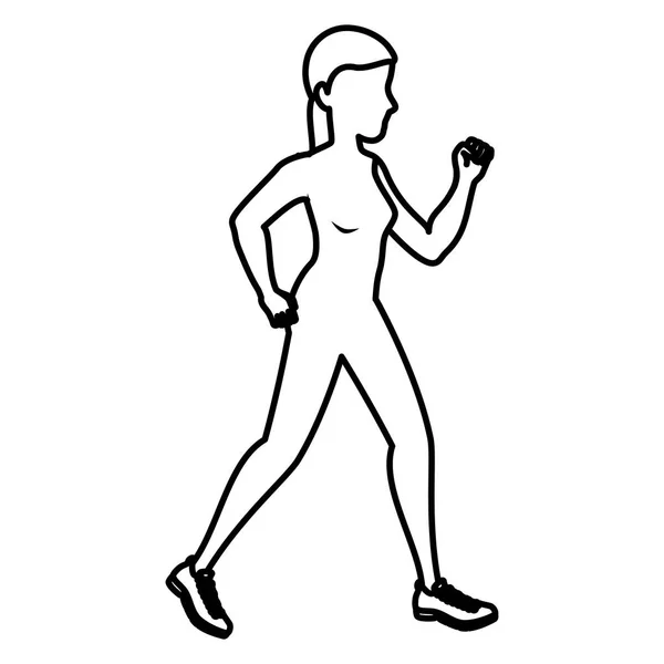 Mujer corriendo silueta icono — Vector de stock