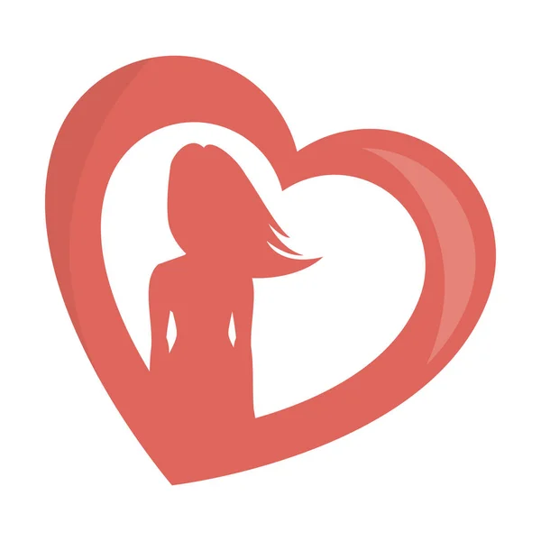 Corazón con silueta de mujer — Archivo Imágenes Vectoriales
