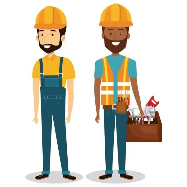 Trabalhadores da construção avatares caracteres — Vetor de Stock