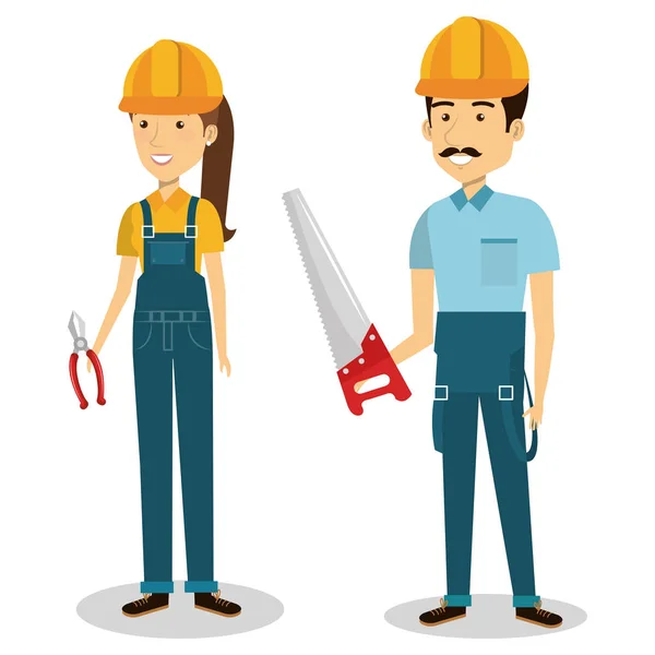 Trabalhadores da construção avatares caracteres — Vetor de Stock