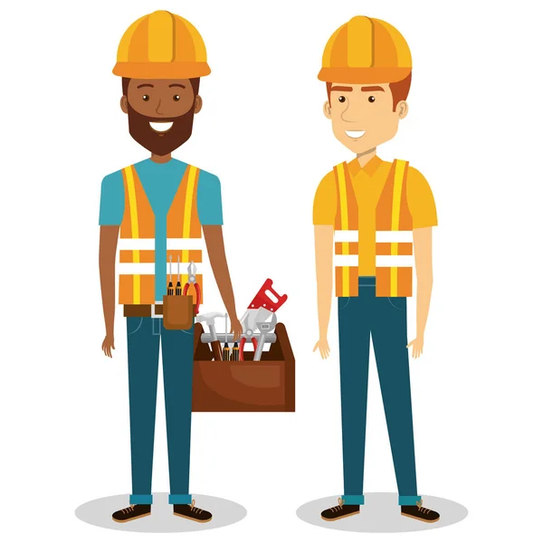 Trabajadores de la construcción avatares caracteres — Vector de stock