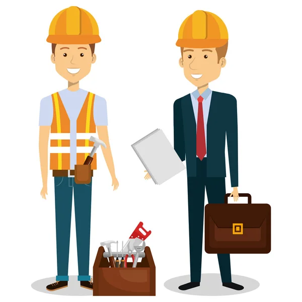 Stavební dělníci avatary znaky — Stockový vektor