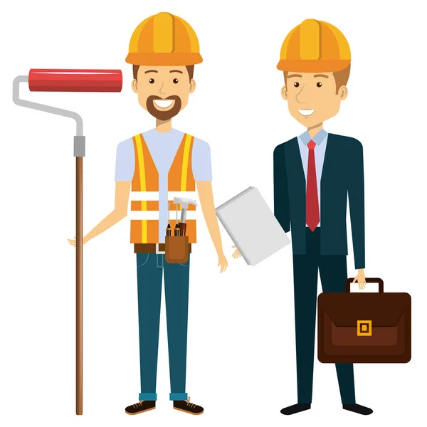 Professional construction people characters — Stock Vector