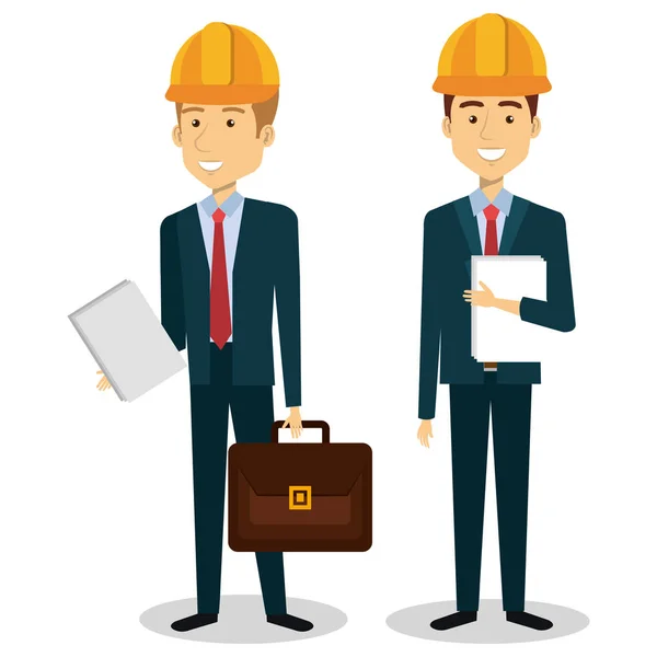 Construction workers avatars characters — Stock Vector