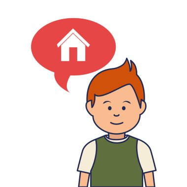 genç adam avatar karakter ile konuşma balonu