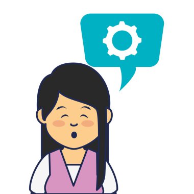 genç kadın avatar karakter ile konuşma balonu