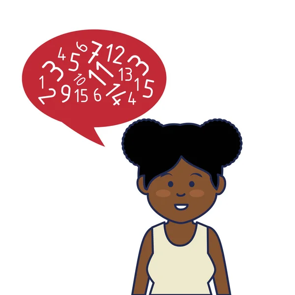 Genç Afrikalı kadın avatar karakter ile konuşma balonu — Stok Vektör