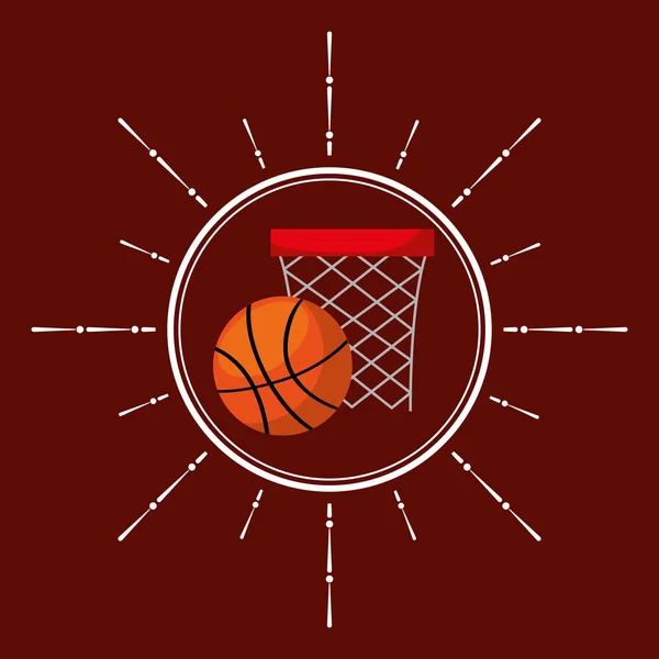 Icono del emblema deportivo de baloncesto — Vector de stock