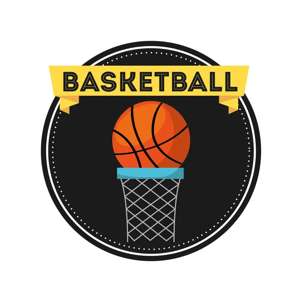 Ícone de emblema esporte de basquete — Vetor de Stock
