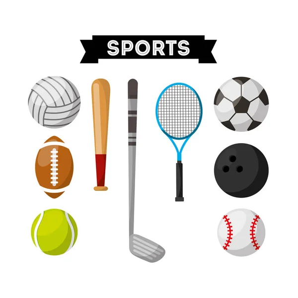 Sports equipment set icons — Stock Vector