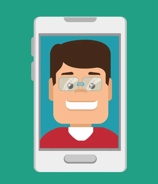 Smartphone con avatar de persona — Vector de stock