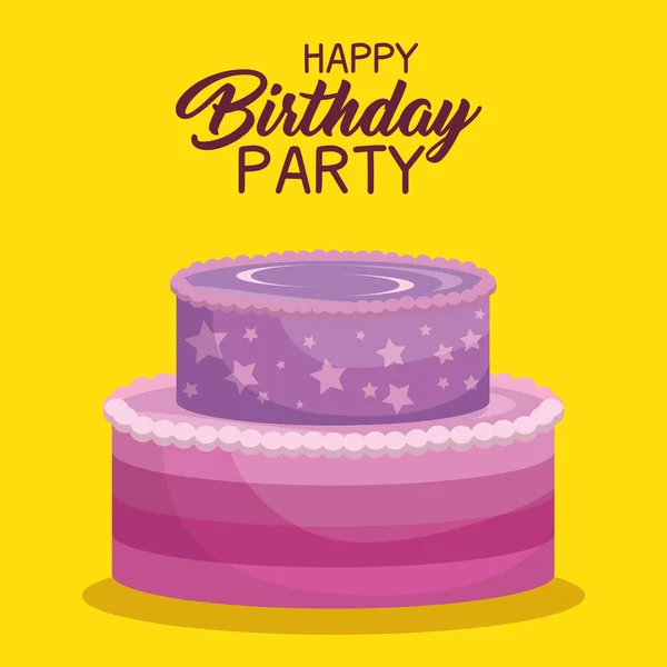 Feliz cartão de bolo de aniversário —  Vetores de Stock