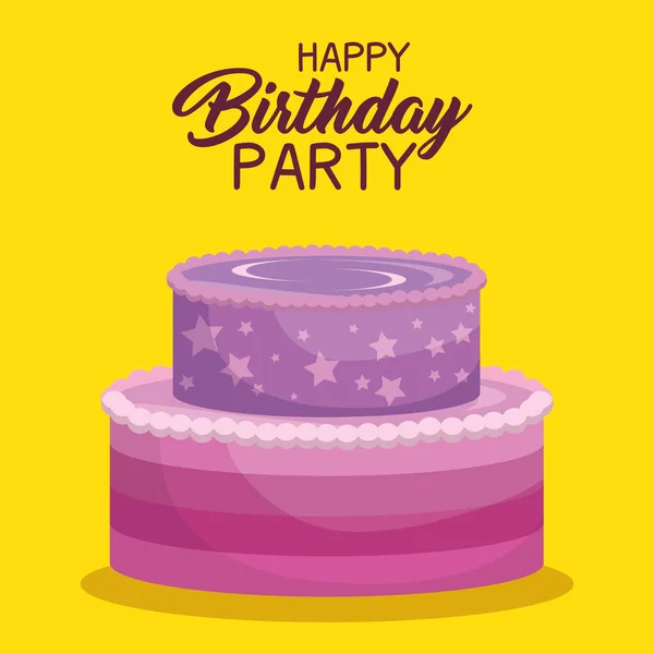 Tarjeta de pastel de cumpleaños feliz — Vector de stock