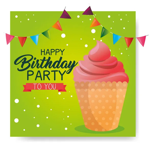 Feliz cumpleaños Cupcake Card — Vector de stock